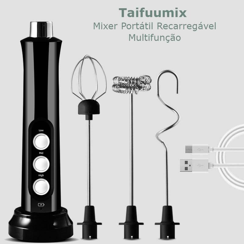 TaifuuMix - Batedor Elétrico Mixer Recarregável Multifunção - Likecasa